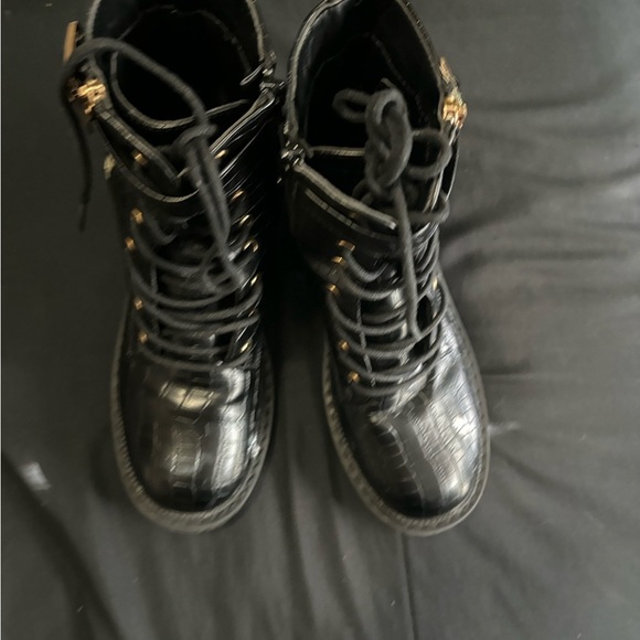 Nordstrom Rack Size 6 Black Croco Brand New Zip Up Women’s Heeled Runner Boots - Picture 10 of 16